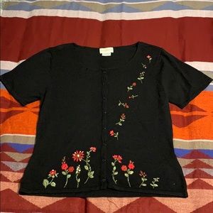 Jaclyn Smith Short Sleeve Button Down Floral